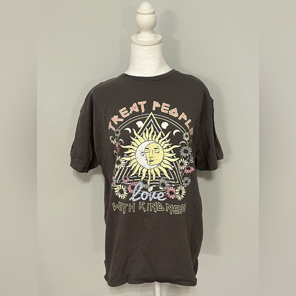 Graphic Tee with Sun and Moon Design